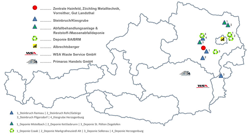 Standorte Unternehmensgruppe Zöchling